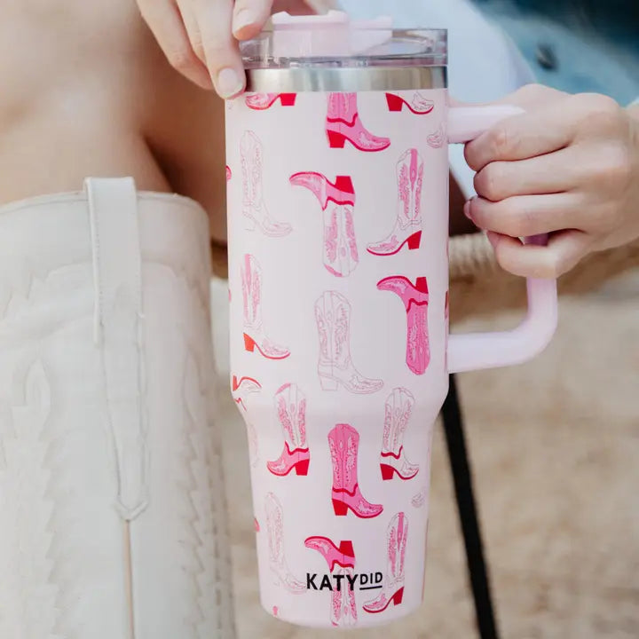 Pink Cowgirl Boots 40oz Quencher Tumbler