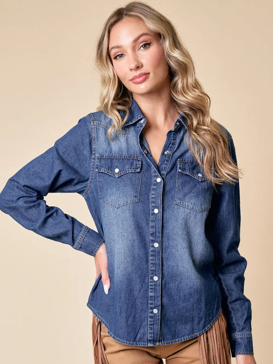 Washed Denim Button Up Shirt