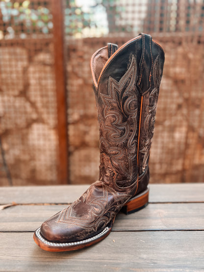 Circle G Brown Embroidery Square Toe Boot