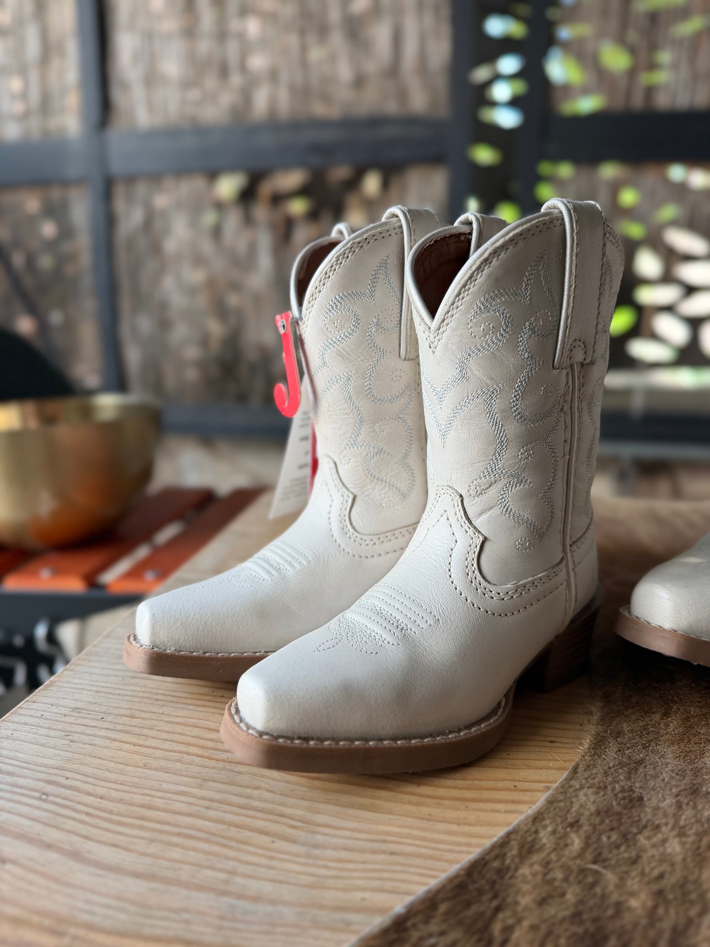 Justin Kids Bronci Ivory Water Buffalo Boot