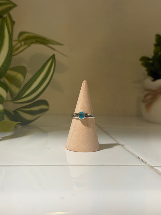 Turquoise Teardrop Dainty Handmade Ring - Size 5