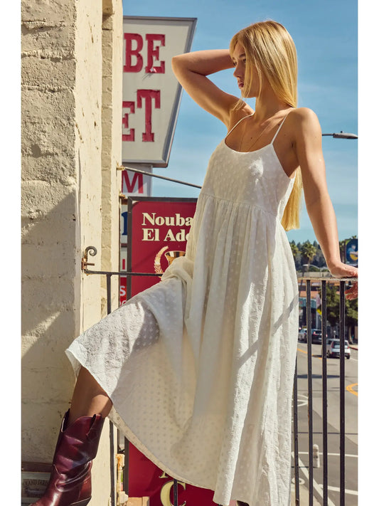 Embroidered Cotton Adjustable Midi Dress