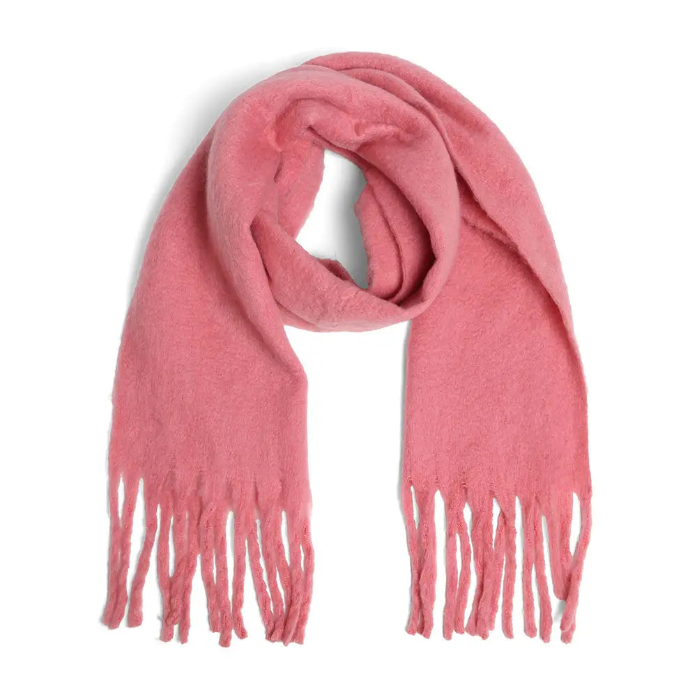 Cozy Oversized Fringe Scarf - Pink