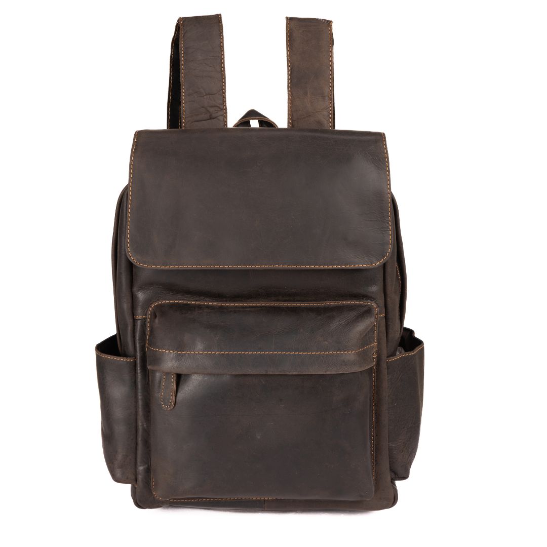 Leather Vintage Backpack - Dark Brown