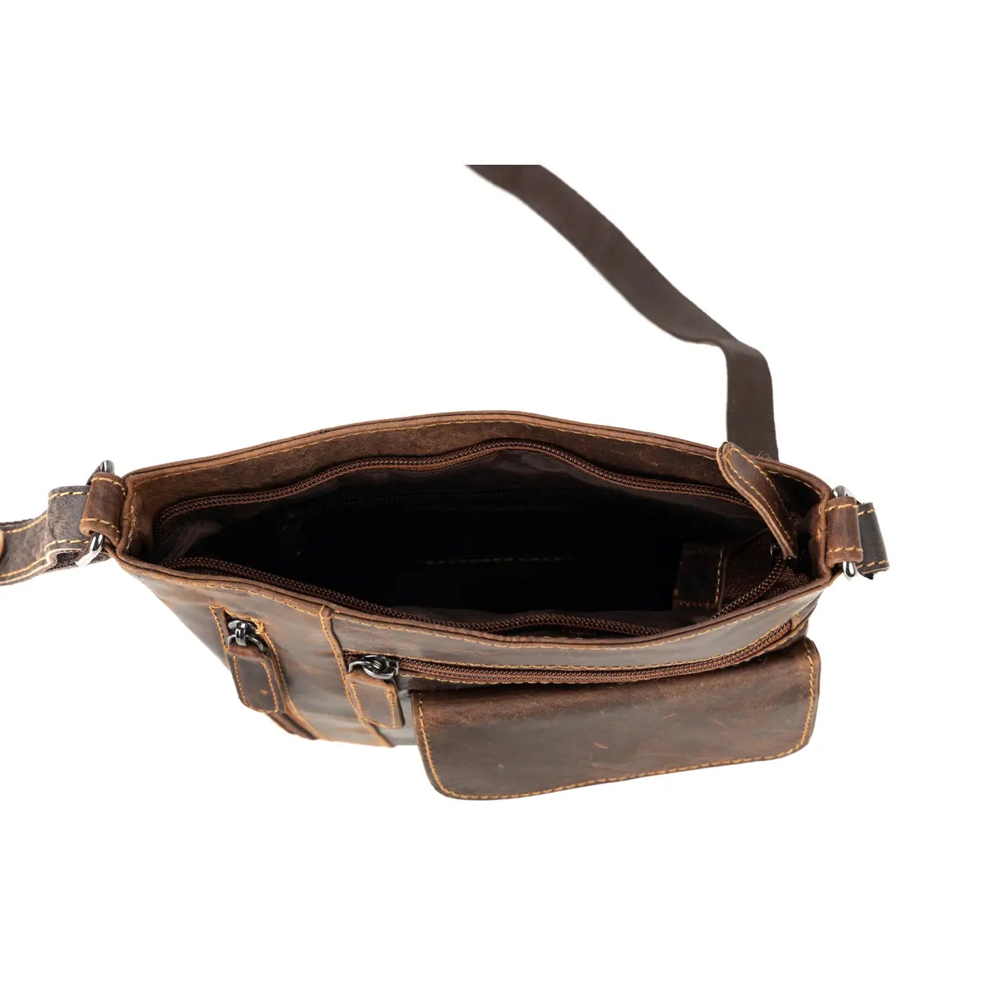 Leather Multi Pocket Crossbody Bag