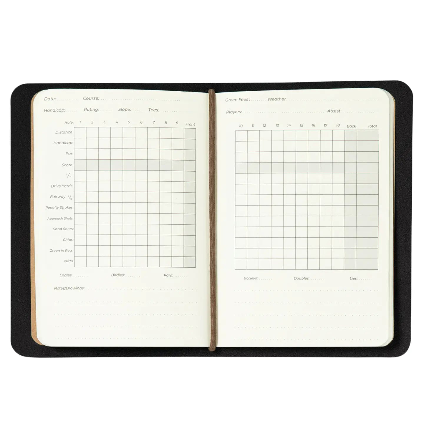 Refillable Leather Golf Log