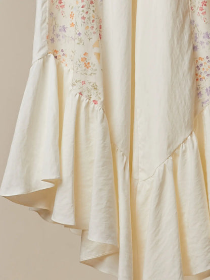 Floral Patchwork Ruffle Pants