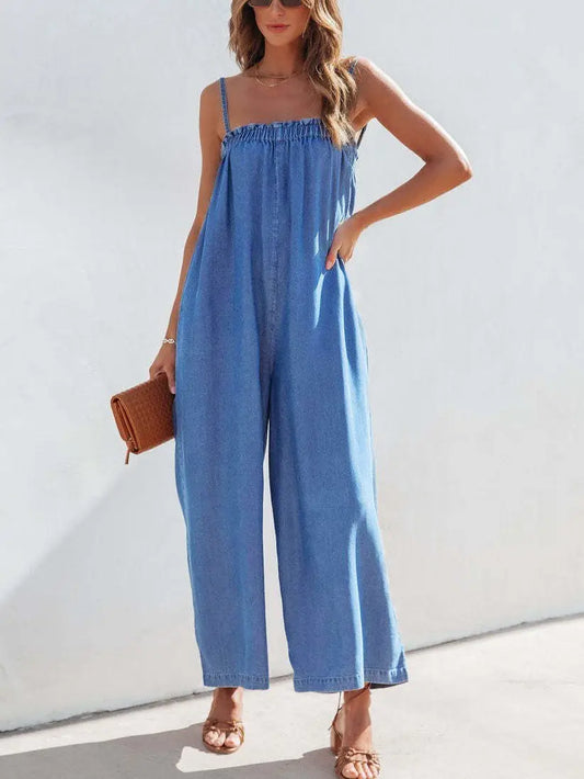 Denim Loose Wide Leg Overall