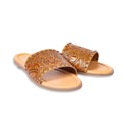 Ellie Hand-Tooled Leather Sandals