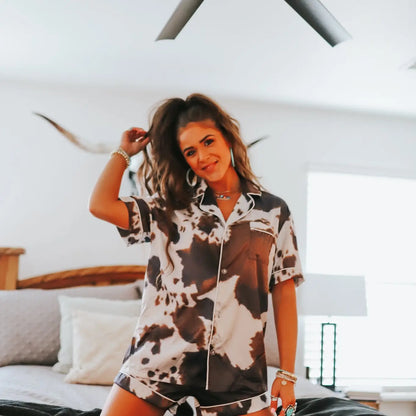 Brown Cowhide Pajama Set