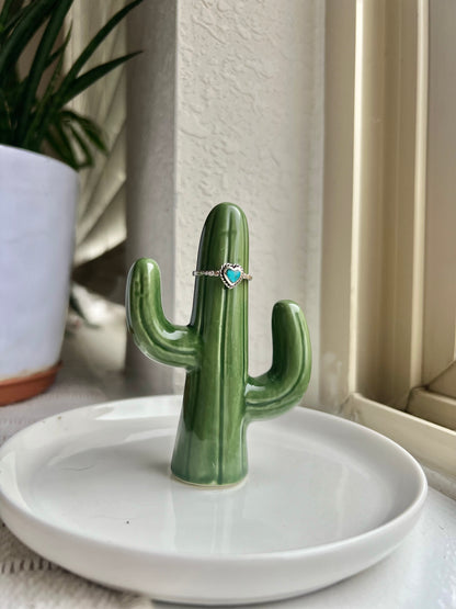 Dainty Heart Handmade Sterling Turquoise Ring - Size 7