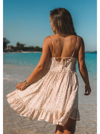 Ditsy Floral Print Panel Mini Dress