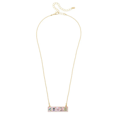 Mahjong Enamel Tile Wall Necklace