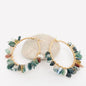 Natural Stone Hoop Earrings - Green Multi