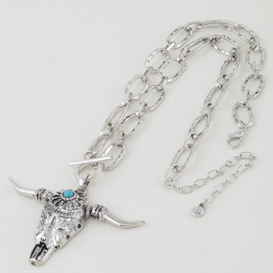 Antique Bull Toggle Link Chain Necklace
