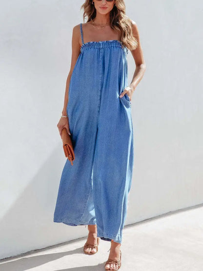 Denim Loose Wide Leg Overall