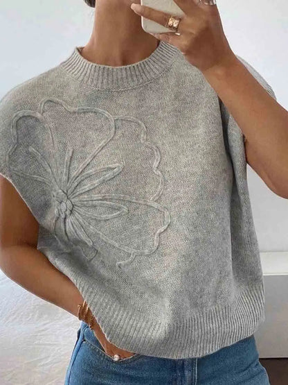 Crew Neck Ribbed Knit Vest