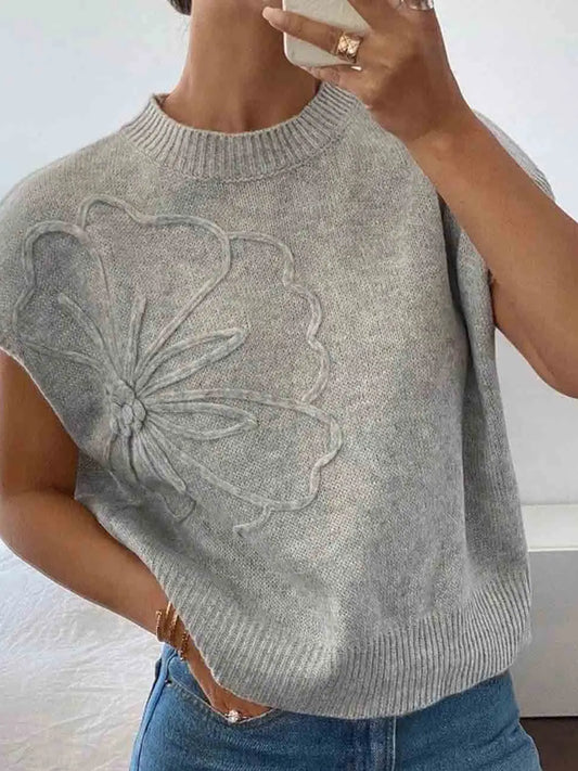 Crew Neck Ribbed Knit Vest