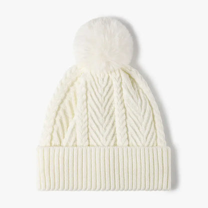 Knit Pom Beanie w/ Fur Lining