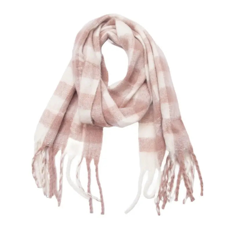 Plaid Purple/Pink Contrast Oversized Scarf