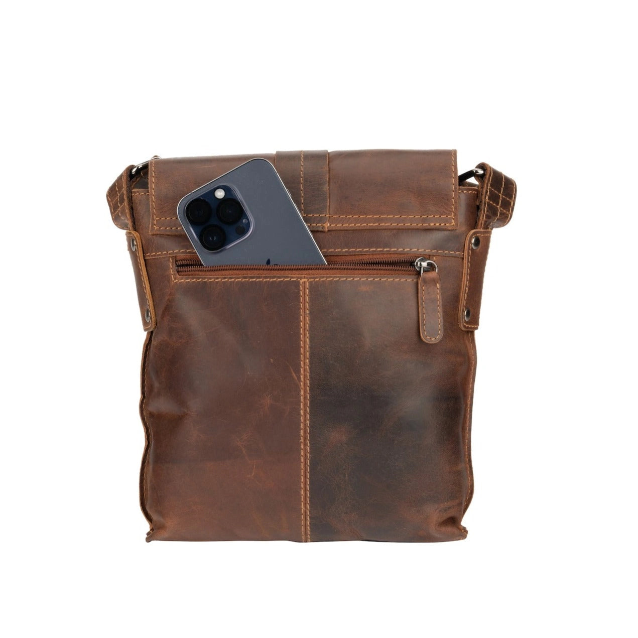 Mini Leather Messenger Bag - Brown