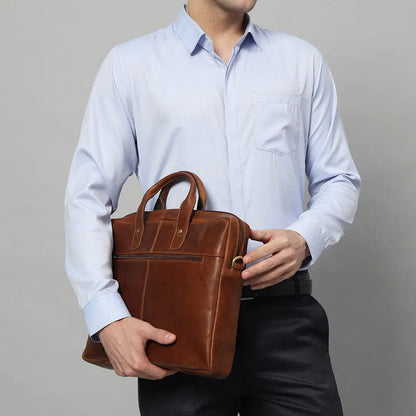 Denver Slim Leather Laptop Briefcase
