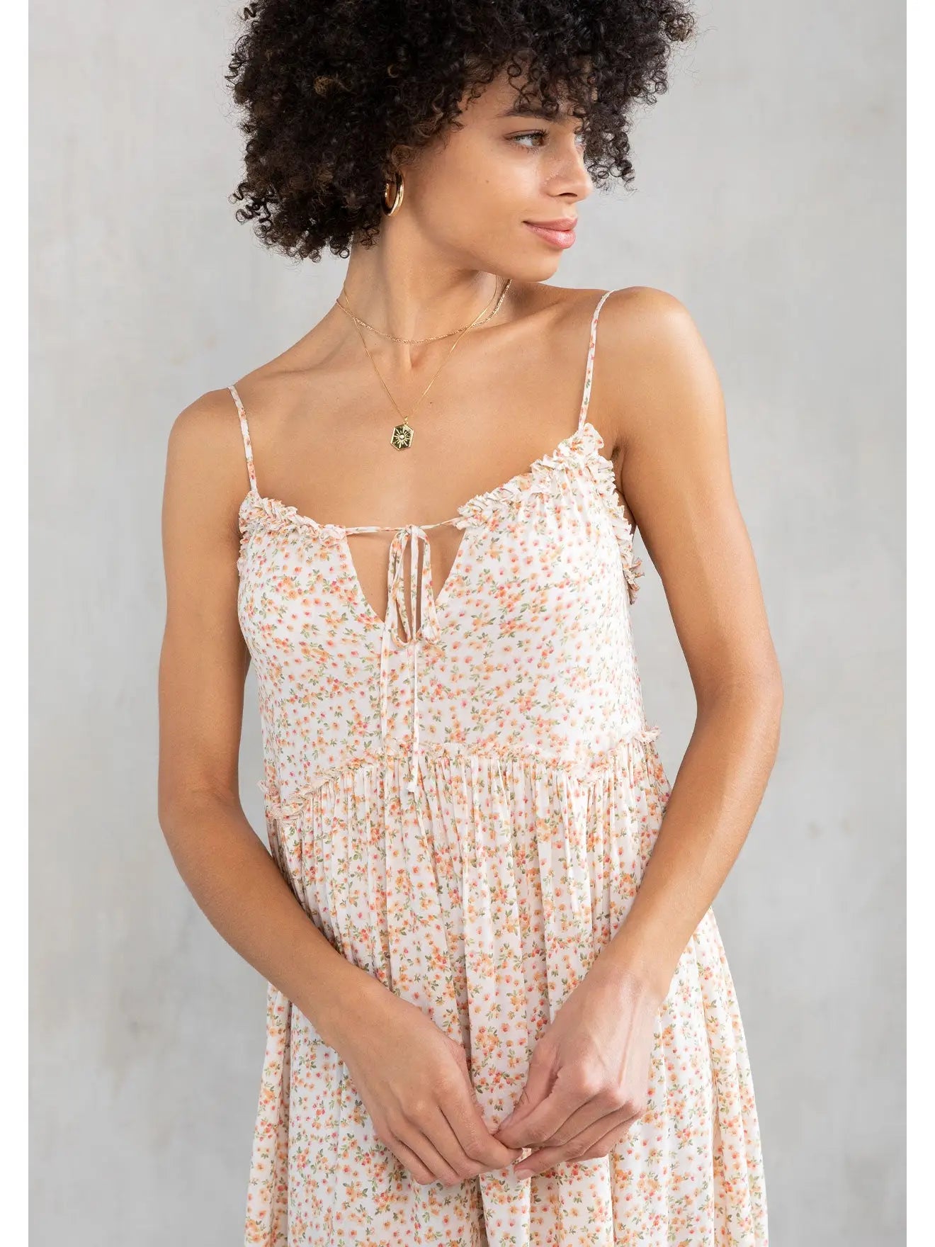 Ditsy Floral Print Panel Mini Dress