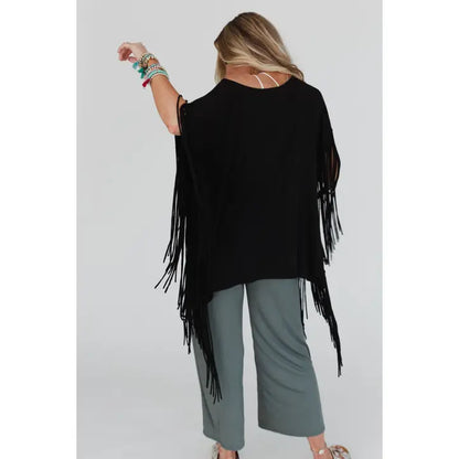 Showstopper Black Fringe Tunic