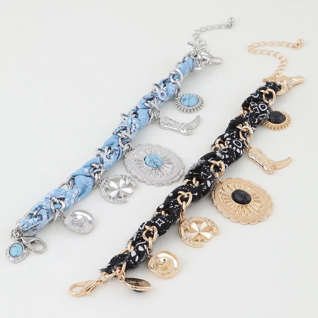 Western Bandana Charm Bracelet