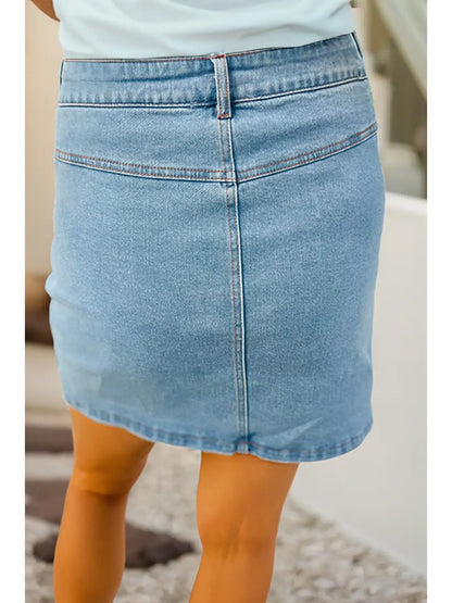 Bowknot High Waist Denim Skirt