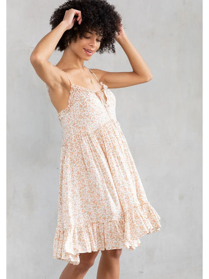 Ditsy Floral Print Panel Mini Dress