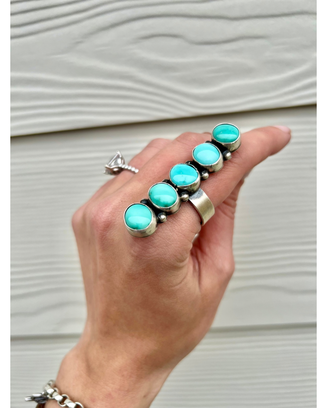 Navajo Roystan Turquoise Handmade Ring - Size 9