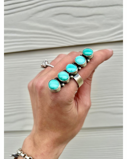 Navajo Roystan Turquoise Handmade Ring - Size 9