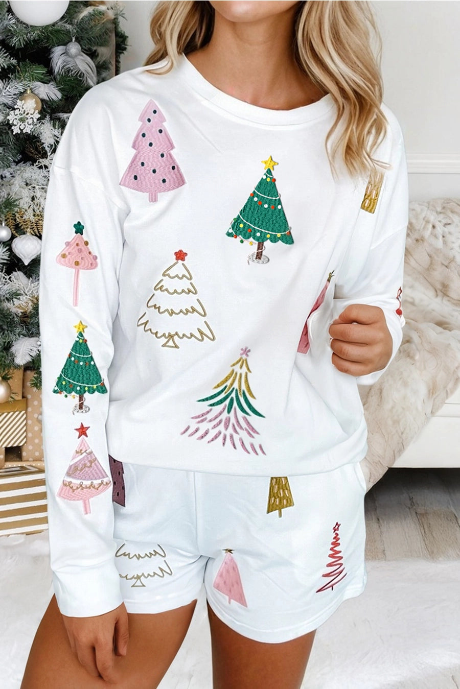 Christmas Tree Long Sleeve & Shorts Set