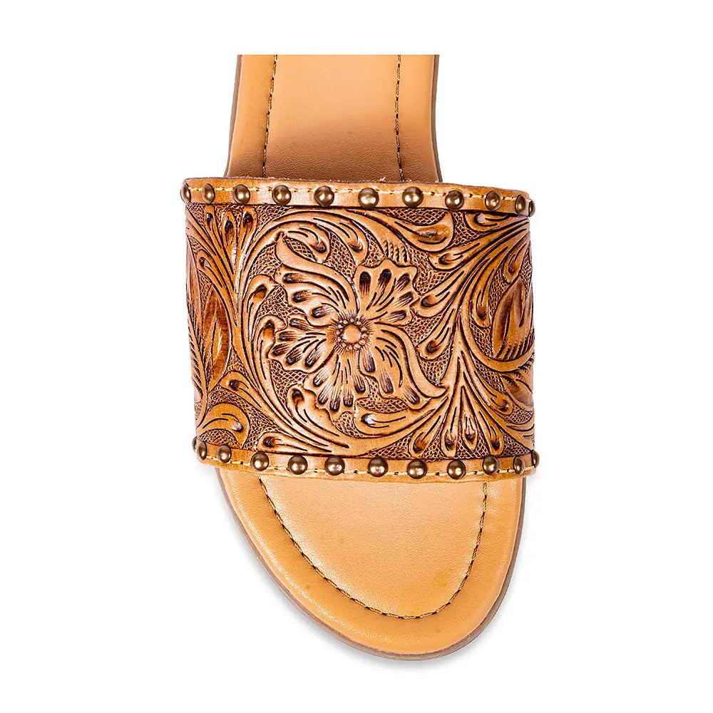 Ellie Hand-Tooled Leather Sandals