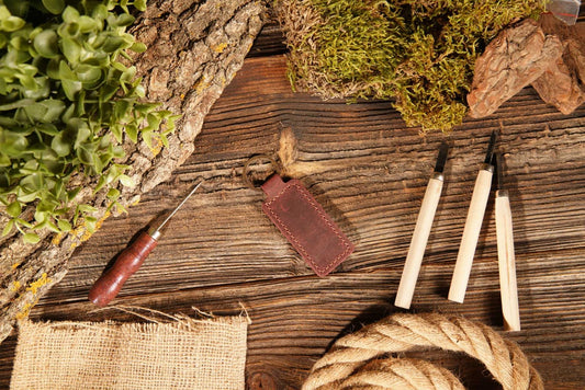 Burgundy Leather Keychain