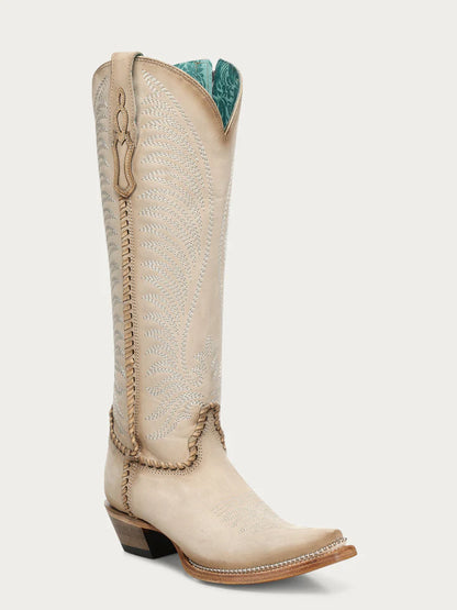 Corral LD Bone Embroidery & Woven Metallic Welt Boot
