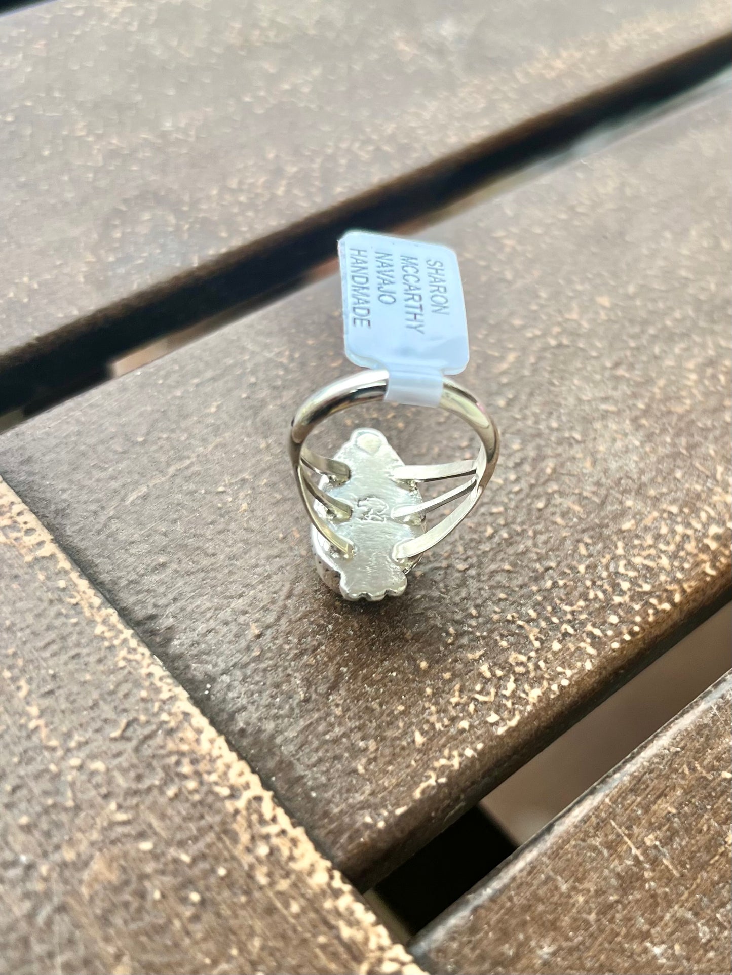 Ornate Sterling Bezel Kingman Turquoise Ring - Size 7