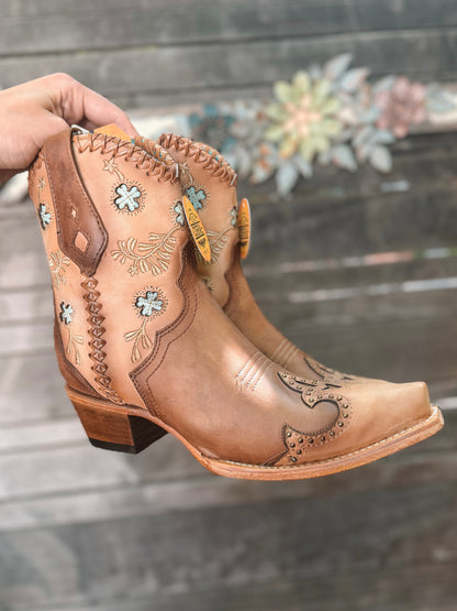 Corral Honey Clover Overlay Embroidery Handwoven Ankle Boot