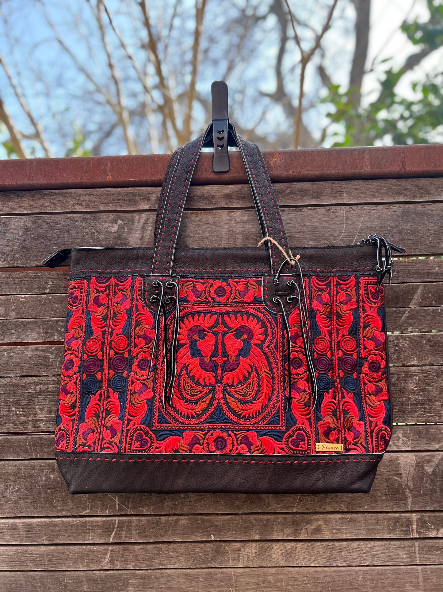 Phoenix “Sierra” Leather Tote Bag in Fire