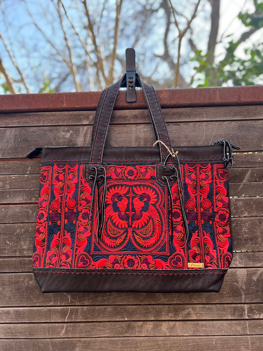 Phoenix “Sierra” Leather Tote Bag in Fire
