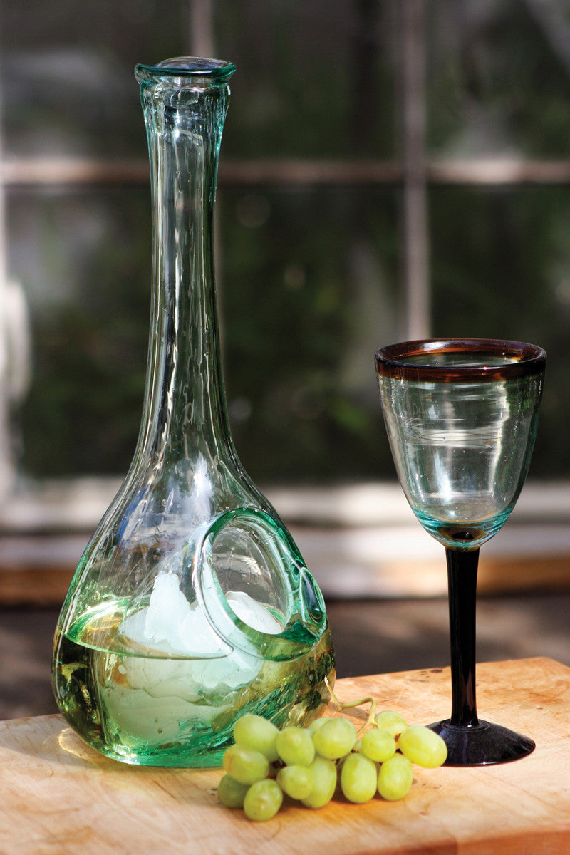 Recycled Glass Wine Decanter w/ Ice Pocket