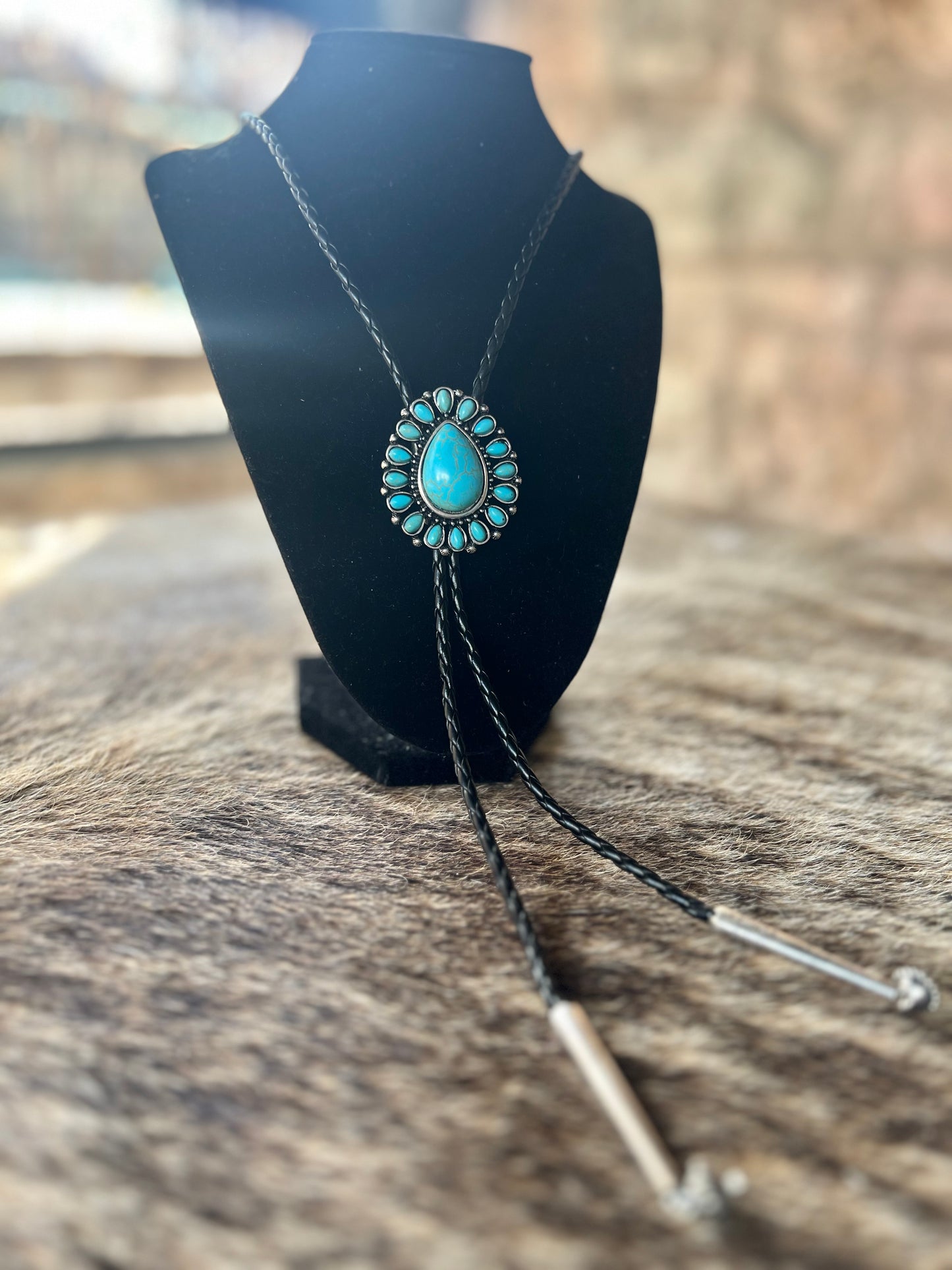 Squash Blossom Turquoise Bolo Tie Necklace Set