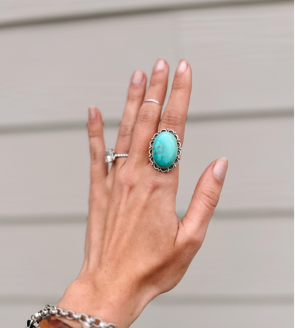 HADA Navajo Thunder Mountain Turquoise Ring - Adjustable!