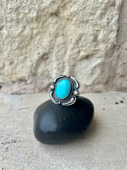Jeff James Navajo Kingman Turquoise Ring - Size 8.5