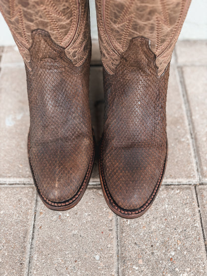 Men's Circle G Tan Python Round Toe Boot