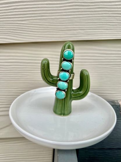 Navajo Roystan Turquoise Handmade Ring - Size 9