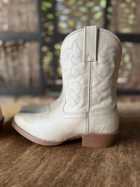 Justin Kids Bronci Ivory Water Buffalo Boot