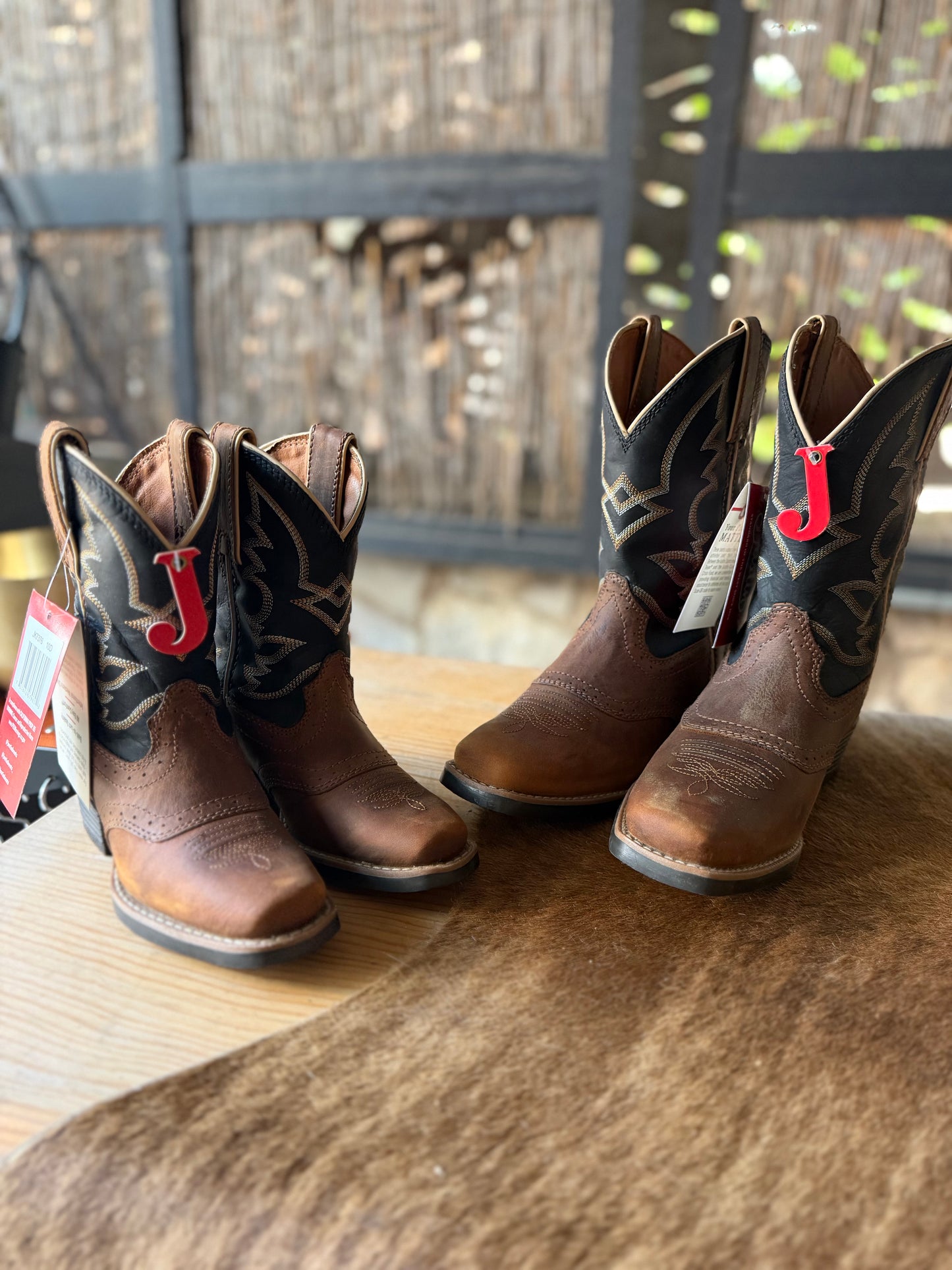 Justin Kids Tad Cognac Black Water Buffalo Boot