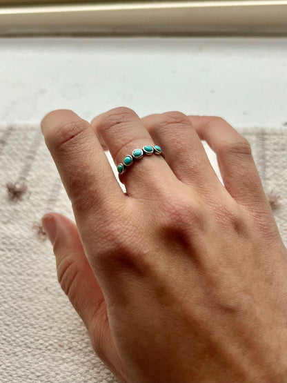 5 Stone Turquoise Band Handmade Ring